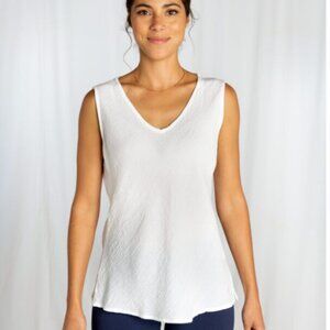 Cut Loose Linen Bias Tank White in Size XL